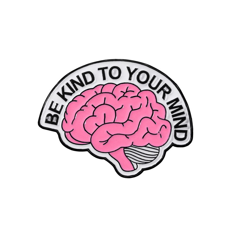 New Low Social Battery Brain Tombstone Metal Badge Mental Health Themed Creative Brooch Ornament