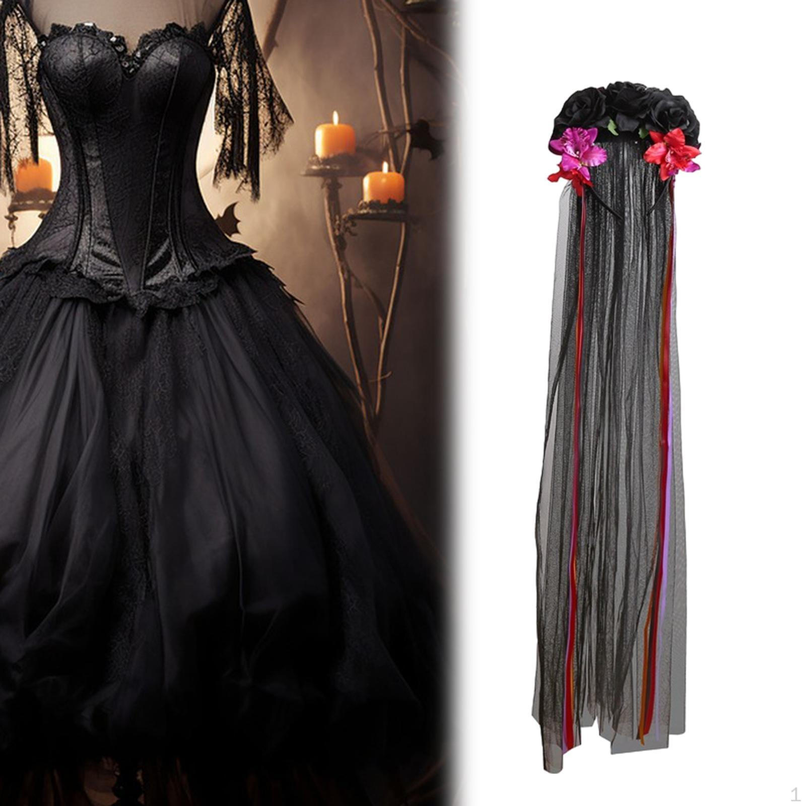 

Повязка на голову в виде розы на Хэллоуин для косплея с искусственным обручем для волос на день рождения Black