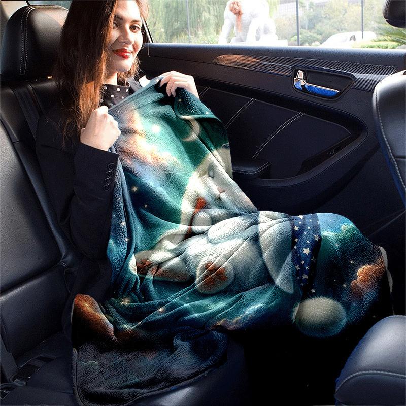 1pc Rabbit Printing Lightweight Flannel Blanket, Comfortable and Warm Blanket, for Camping Sofa Bed and Couch Office, in All Seasons