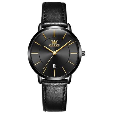 Women's Fashion Watch Small Analog Ultra-thin Waterproof Leather Band White Dial Black Case Black Band Black Dial
