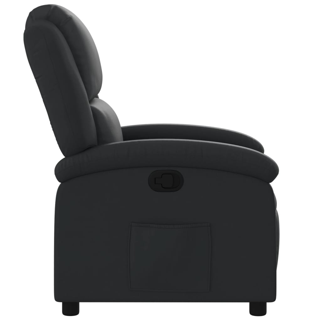Relaxation Armchair In Genuine Leather Black