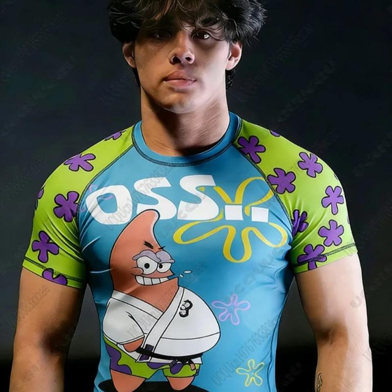 SpongeBob SquarePants Fitness Tshirts Summer New Fighting Tops Tees Breathable Women Man  Adult Children s S
