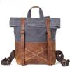 Canvas Backpack with The First Layer of Leather Europe and The United States Retro Backpack Men's Travel Bag Wear-resistant Oil Wax Canvas