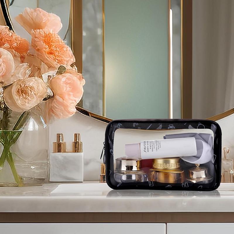 Fashion Transparent PVC Makeup Bag Women's Makeup Storage Bags Wash Bags Travel Storage Bag Waterproof Portable Storage Bags