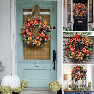 Autumn Pumpkin Porch Wreath, Thanksgiving Stylish And Versatile, Durable, Easy Use. Holiday Christmas, Decorations 30*30cm