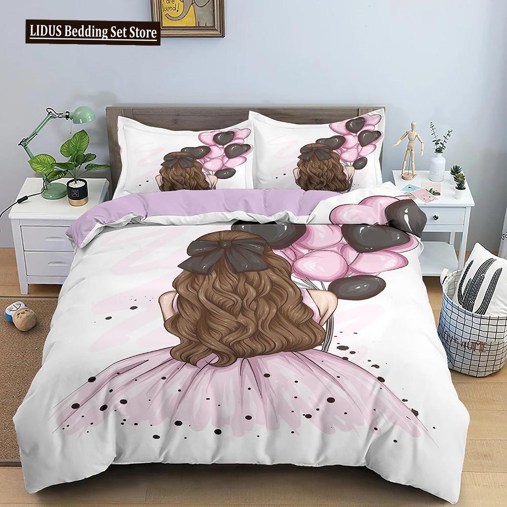 Cartoon Bedding Set For Kids Children Crib Danceing Girl Duvet Cover Set & Pillowcase Edredones Niños Princess Quilt Cover
