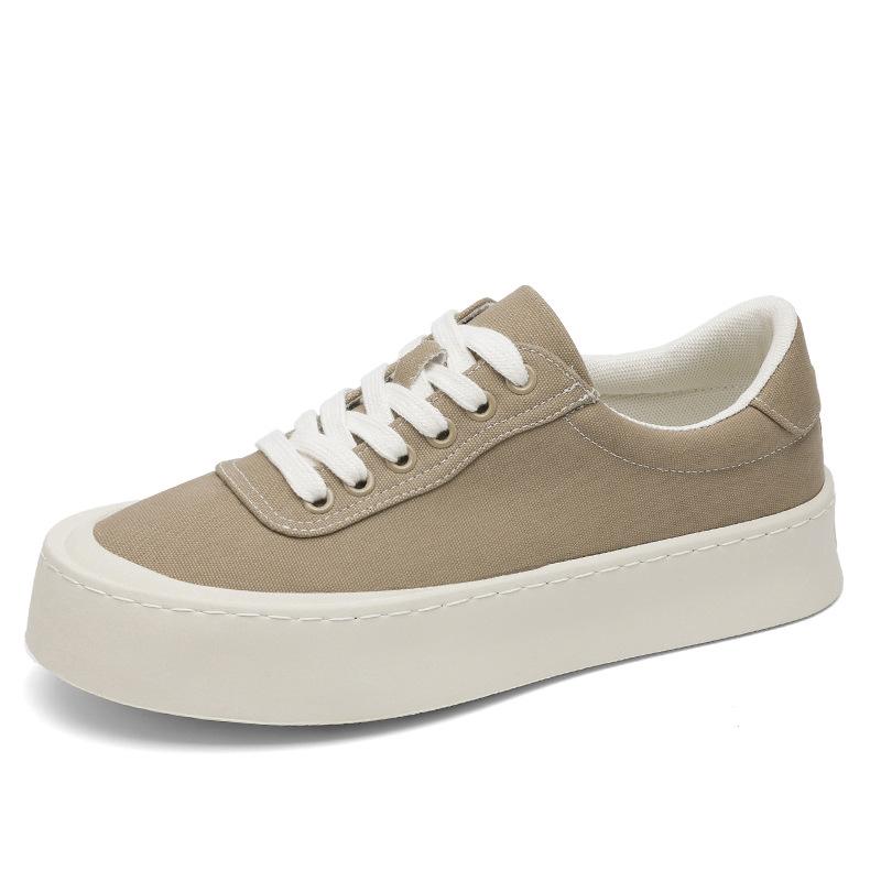 Sneakers da Uomo con Zeppa in Tela Allacciate Basse Suola Spessa Scarpe Casual da Skate
