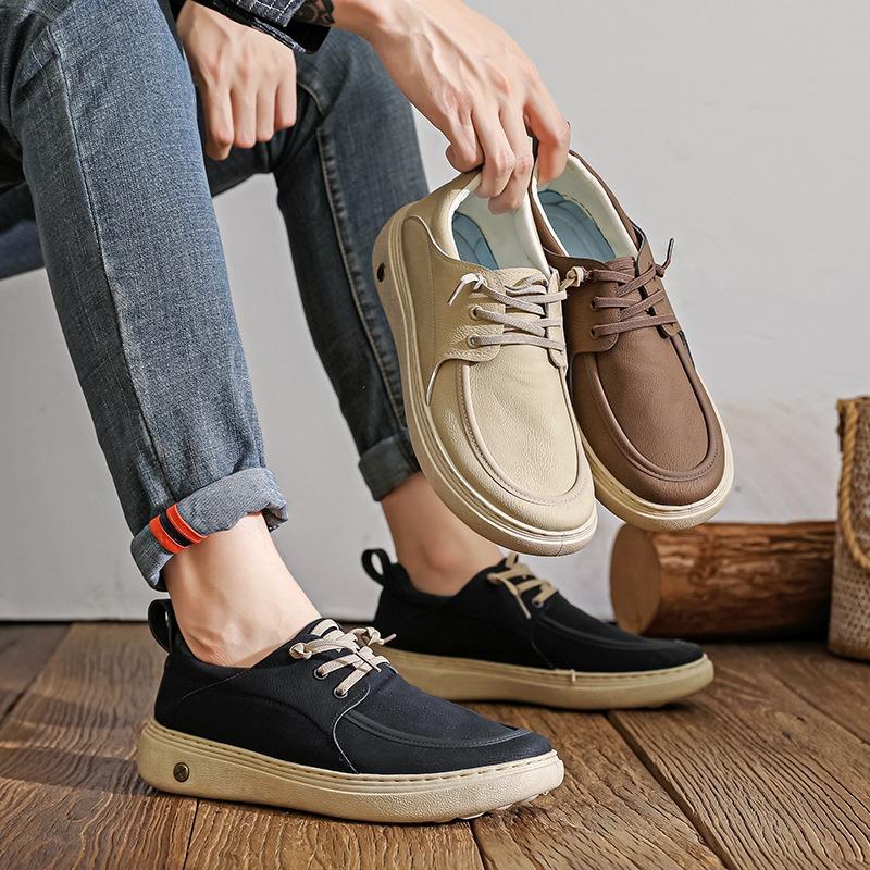 Men's casual board shoes 2025 autumn new breathable, light and comfortable one-pedal men's shoes platform sports running shoes