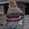 Women's Retro Color Block Christmas Knitted Pullover Sweater