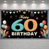 Happy 60 Birthday Banner Macaron Color Scheme Birthday Party Background Birthday Banner Crown Decoration For Friend Family