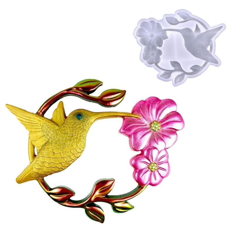 Semi-stereoscopic Hummingbird Wall Ornaments Drop Glue Mold Diy Wall Pendant Desktop Decoration Epoxy Silicone Mold