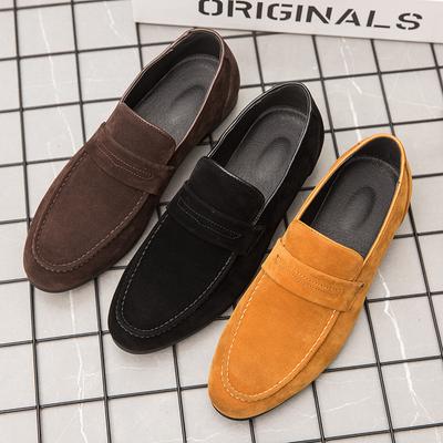 Mode Lente Casual Suède Herenschoenen Nieuwe Mode Slip-on Loafers Mannen Leer Comfortabel Platte Schoenen Moccasins Klassieke Rijschoenen