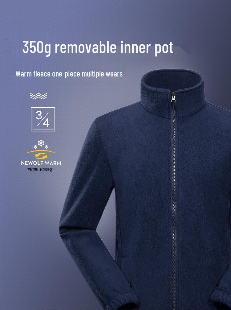 Men's Japanese Style 3-in-1 Detachable Windproof Waterproof Autumn/Winter Mountaineering Jacket.