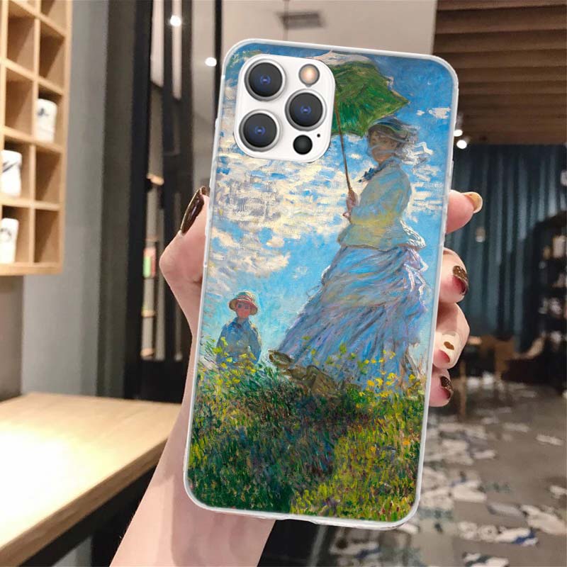 Claude Monet Garden Lotus Bridge Silicon Phone Case for iPhone 17 16 16E 15 Pro Max 14 Plus 11 13 Mini 12 7 8 SE Air 17Pro Cover