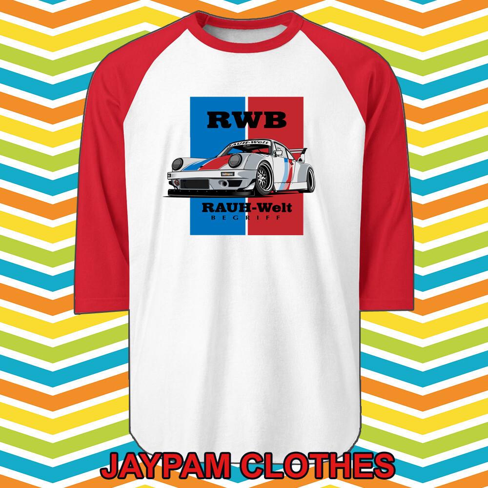 RWB Rauh Welt Begriff Racing Tuner Car Men Raglan Red Size S 2XL S