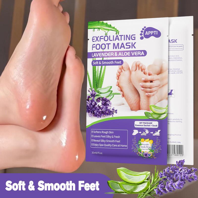 Mascarilla Hidratante para Pies de Lavanda, Mascarilla Exfoliante para Pies, Aroma a Lavanda, Mascarilla Exfoliante Suave para Pies con Ácido Láctico, Ácido Málico, Hidratante, Cuidado de Pies DIY