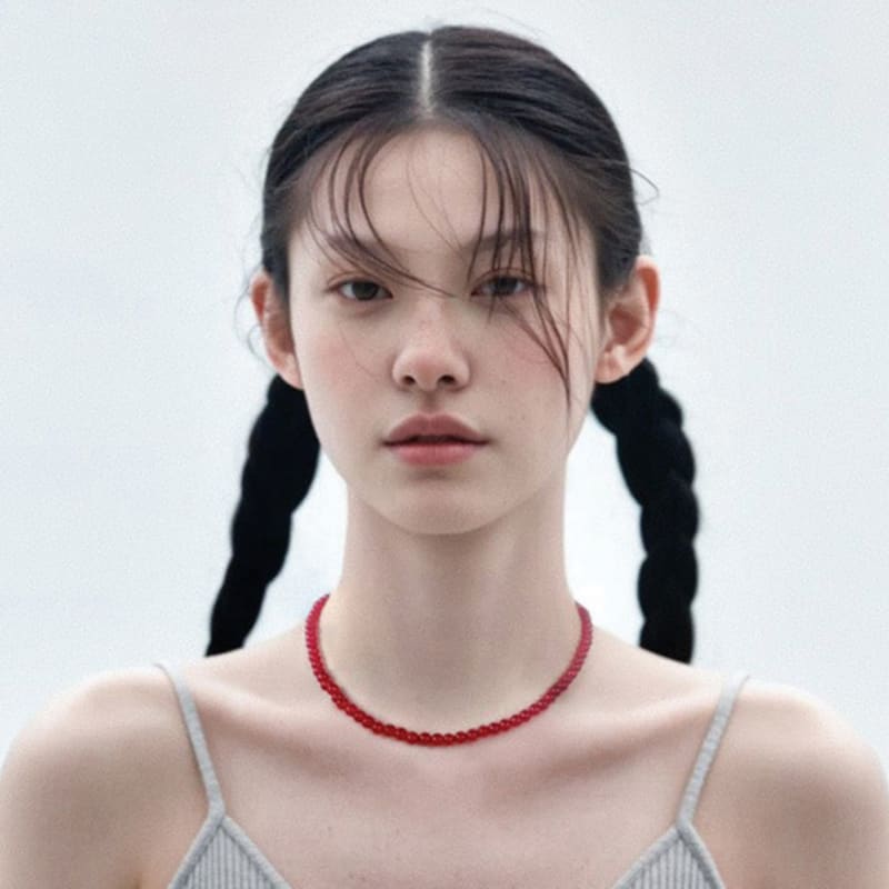 standingfish red jade necklace(4mm)