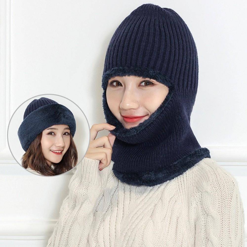 Thickened Full Face Cover Thermal Anti-Cold Knitted Cap New Motorcycle Riding Hat Men Women