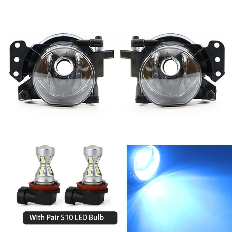 Front Fog Lights Lamp Housing Lens Clear Auto Foglight With Bulbs For BMW 3 5 6 Series E60 E61 E90 E91 323i 325i 525i