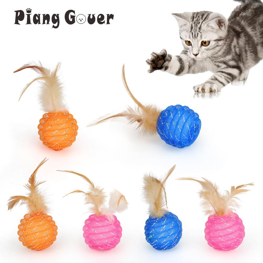 6pcs Tubular Ball Feather Ball Cat Toy Kitten Playing Pet Ball Toy