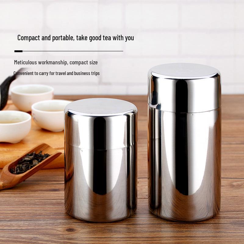 Portable 304 Stainless Steel Tea Storage Can - Sealed Small Size for Household Use