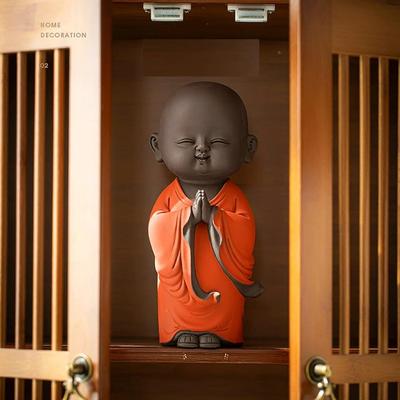 Namaste Mönchsstatue für Heimdeko 25 CM Prunkstück Kleiner lachender niedlicher Buddha Idol für Wohnzimmer