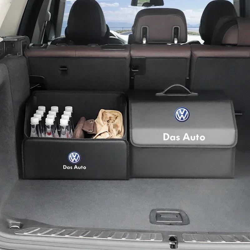 Car Trunk Storage Box Leather Sundries Organizer Travel Bag For VW R Line GTI Polo Golf Passat CC Tiguan Arteon Touareg Scirocco