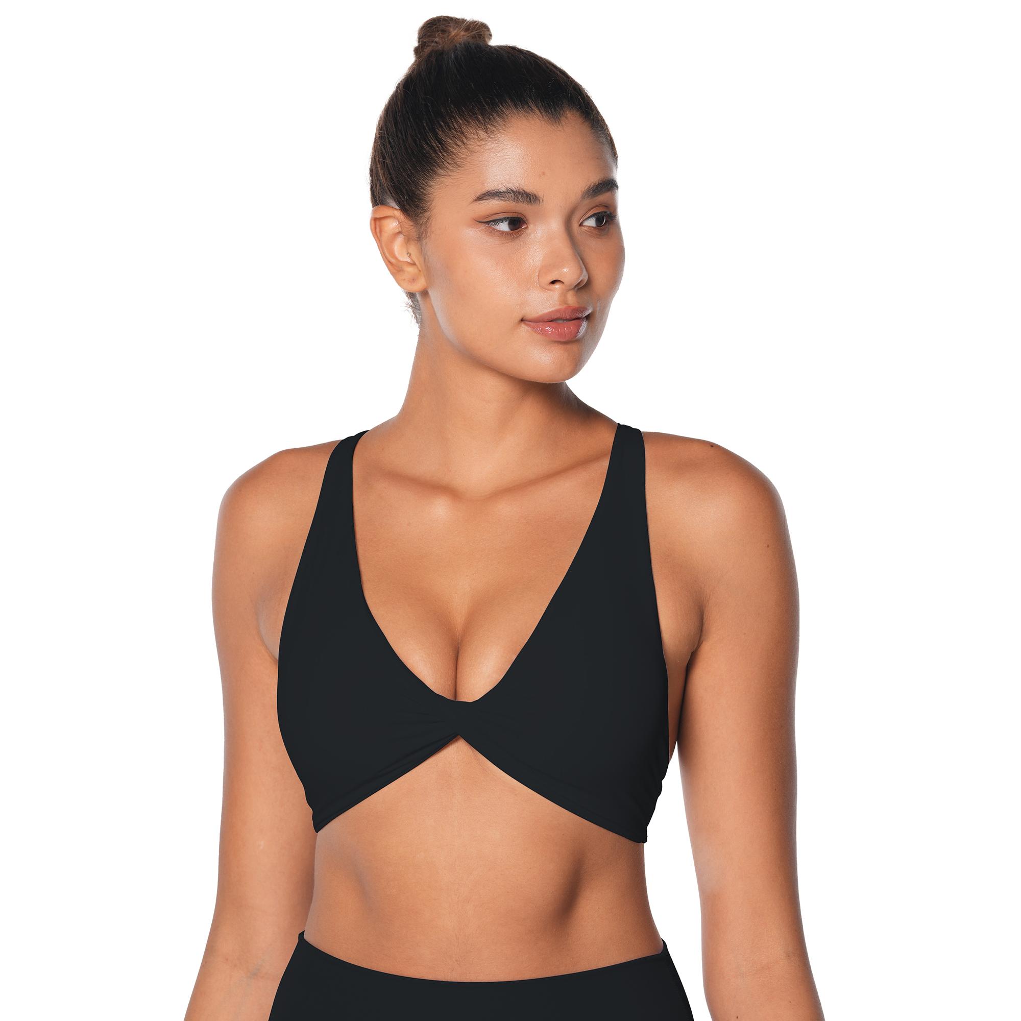 

Женский экологически чистый спортивный бюстгальтер с высокой поддержкой 2025, дышащая быстросохнущая ткань для йоги и кроссфита, бесшовная одежда для спортзала с гибридной поддержкой движения XL чёрный