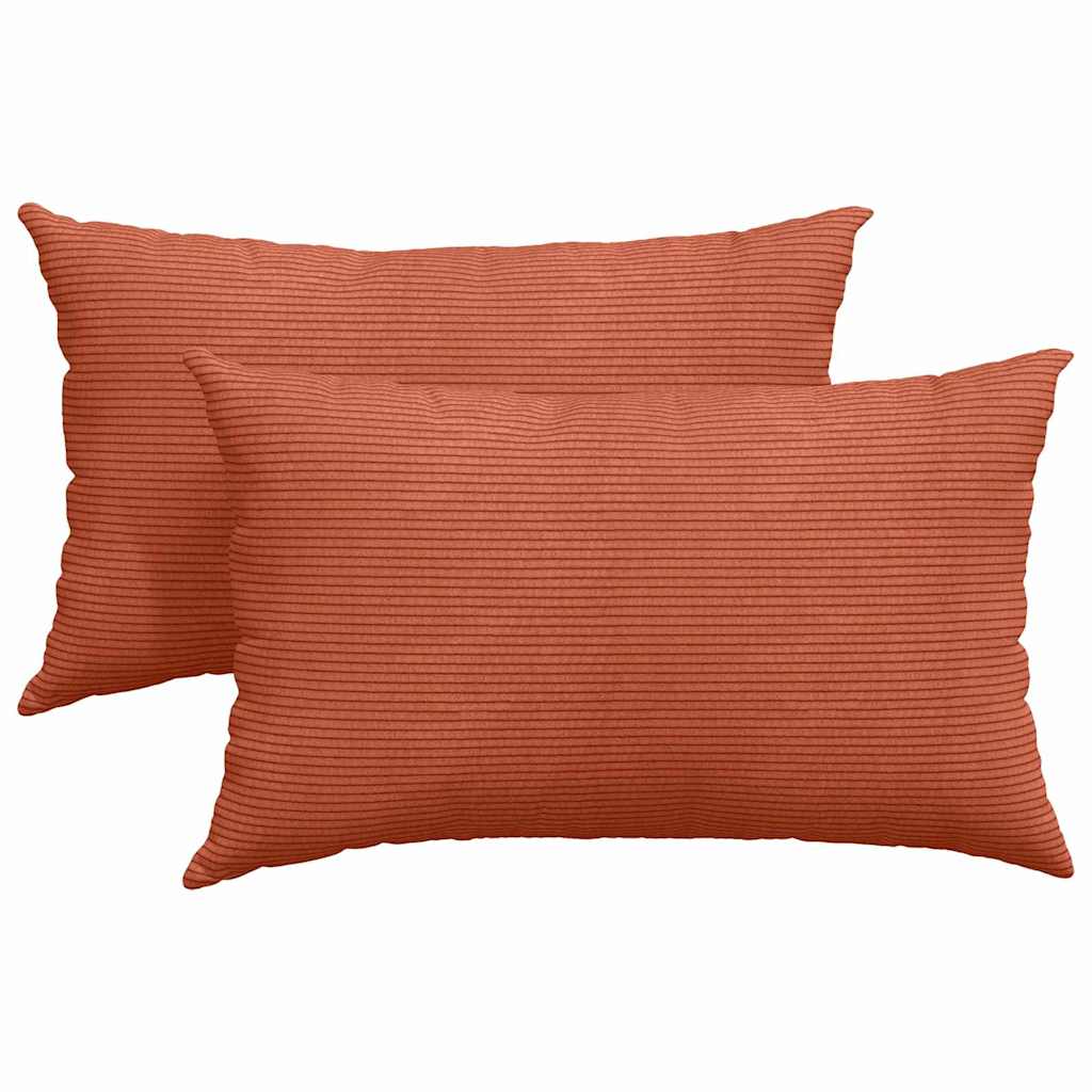 Sofa Cushions 2 Pieces Red Orange 50 x 30 cm Corduroy Fabric