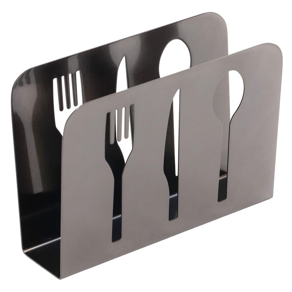 Napkin Holder Unique Knife Fork Cutout Pattern Anti Slip Upright Metal Napkin Holder for   Restaurants Hotels