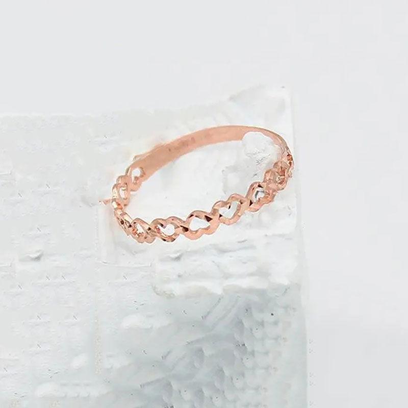 Purple Gold Plated Rose Gold Love Hollow Ring Simple Fashion Personality Temperament Wind Color Gold Live Ring