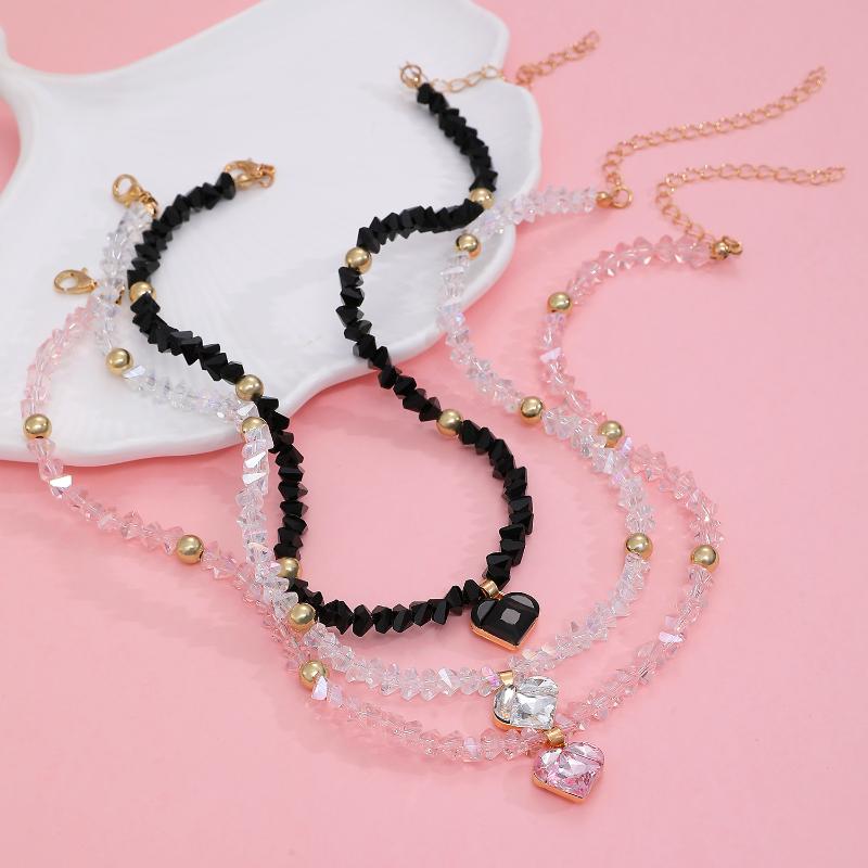 Fashion Vintage Crystal Zircon Heart-Shaped Pendant Necklace For Women Jewelry Accessries Gifts