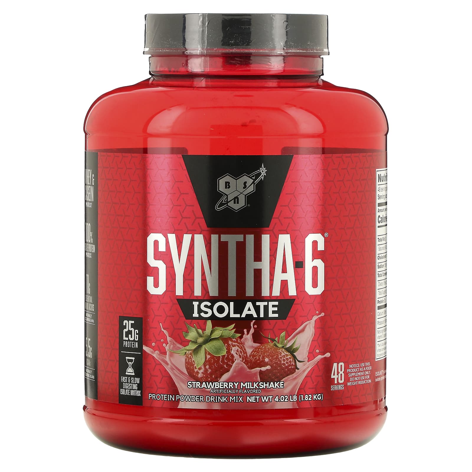 

Syntha-6® Isolate, Protein Powder Drink Mix, Strawberry Milkshake, 1.82Kg(4.02Lbs)