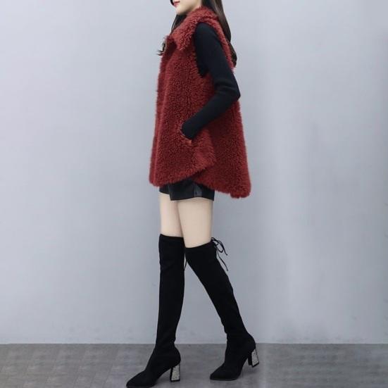 Women's Fuzzy Faux Fur Vest Sleeveless Lapel Fleece Jacket Winter Warm Open Front Cardigan