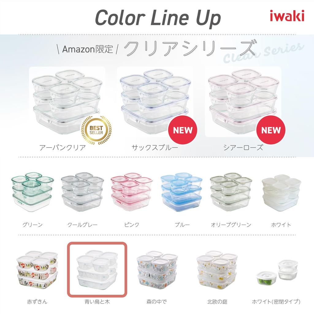 iwaki (Iwaki) Shinji Kato Petit Bois Heat-Resistant Glass Storage Containers, Set of 3, Pack & Microwave, PS-PRNSNC31