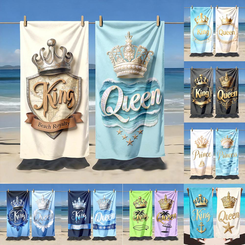 Jmg Household Supplies 2Pcs Royal Family Beach Towel Set: King, Queen, Prince & Princess Matching Beach Towels