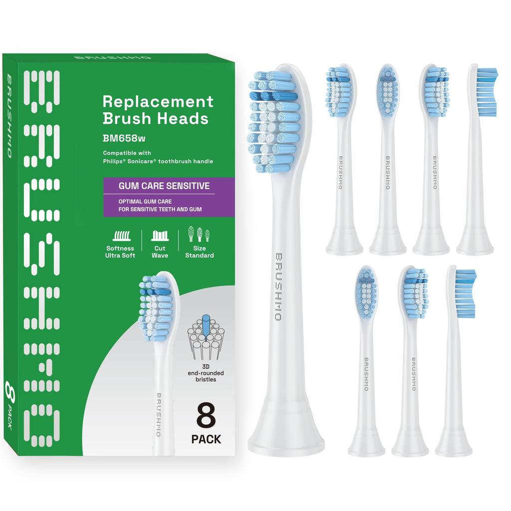 Now Available At Dental Clinics In Brushmo Compatible Brushes for Philips Sonicare Electric Standard Pack of 8 Tokyo Toothbrushes, Sensitive, Size,