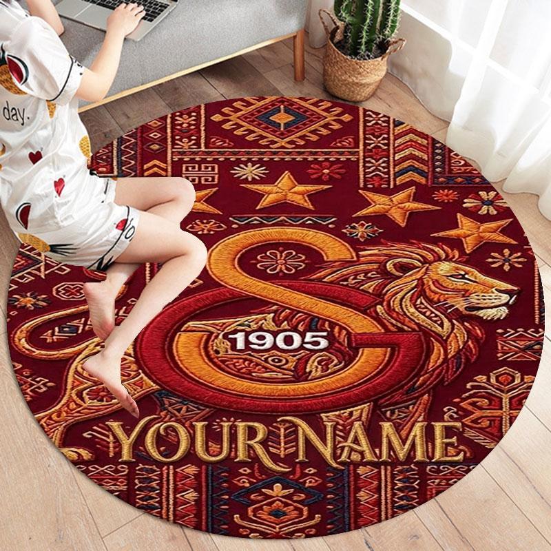 Galatasaray S Custom Name Round Area Rug,Carpet Rug for Living Room Bedroom Sofa Playroom Decor,Non-slip Floor Mat