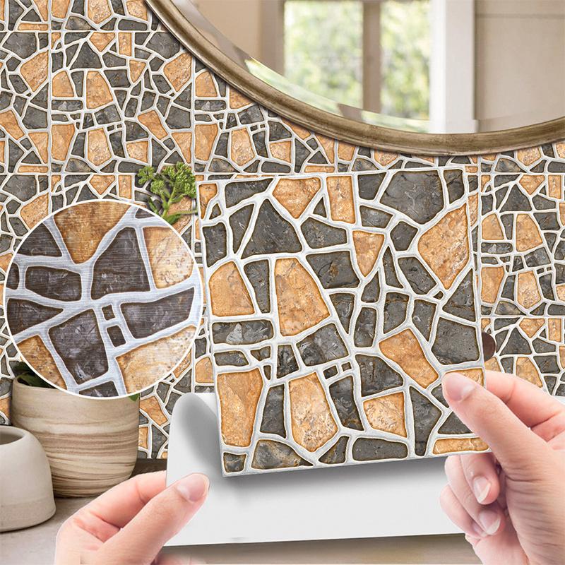 20Pcs Waterproof Wall Stickers Imitation Wood Grain Tile Floor Wall Sticker Self Adhesive Living Room Bathroom Home Decor