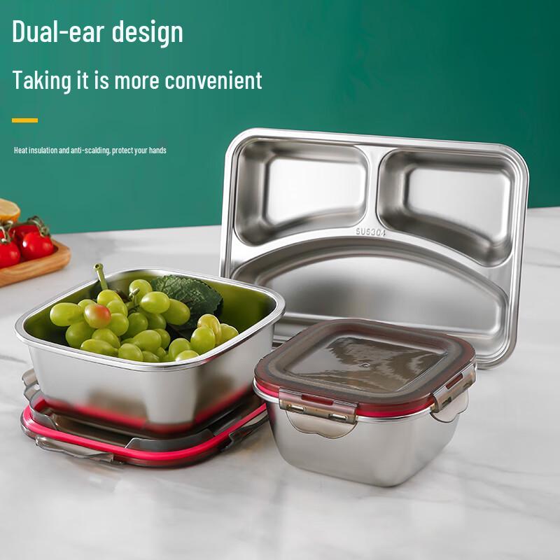 SMVP 304 Stainless Steel Kids Divided Lunch Box with Lid