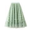 Women's Spring/Autumn 2024 Mesh Ruffle Midi Skirt, Socialite Long Slimming Cake Skirt 2210