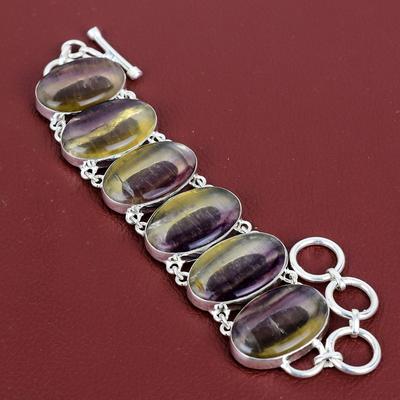 Multi Fluorite Bracelet Genuine Gemstone Bracelet 925 Sterling Silver Adjustable Chain Bracelet Handmade Brand New Jewelry Anniversary Gifts