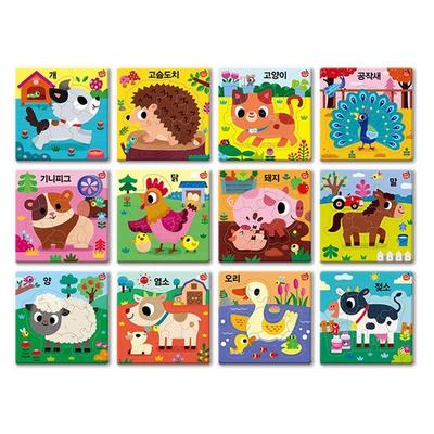 Milky Way Media Baby Intelligence Room Farm Animal Board Puzzle Set of 12, Korean Popular Puzzles