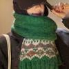 Fair Isle Green Knitted Wool Scarf Women's Winter Christmas Atmosphere Thickened Versatile Warm Cold-Proof Neck Warmer