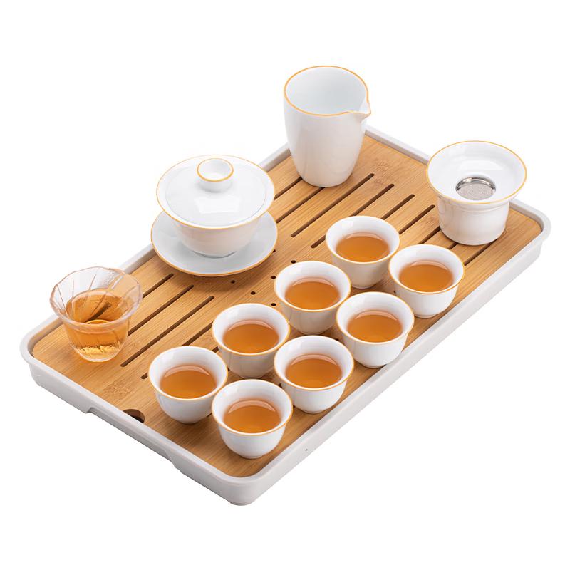 Su s Ceramic Kung Fu Tea Set with Melamine Tray