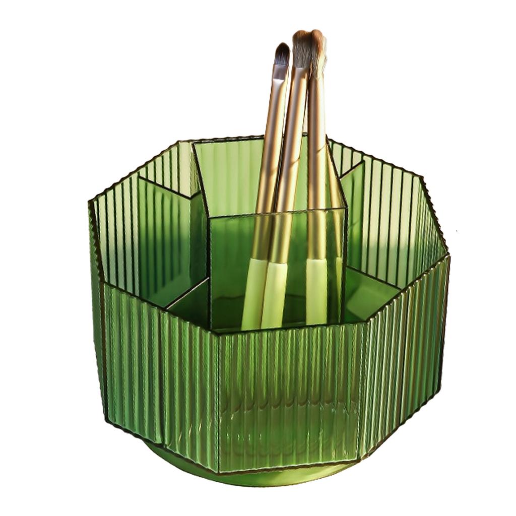 Makeup Brush 360 Degree Rotating Compartment Large Capacity Plastic Desktop Eyebrow Pencil Lipstick Holder