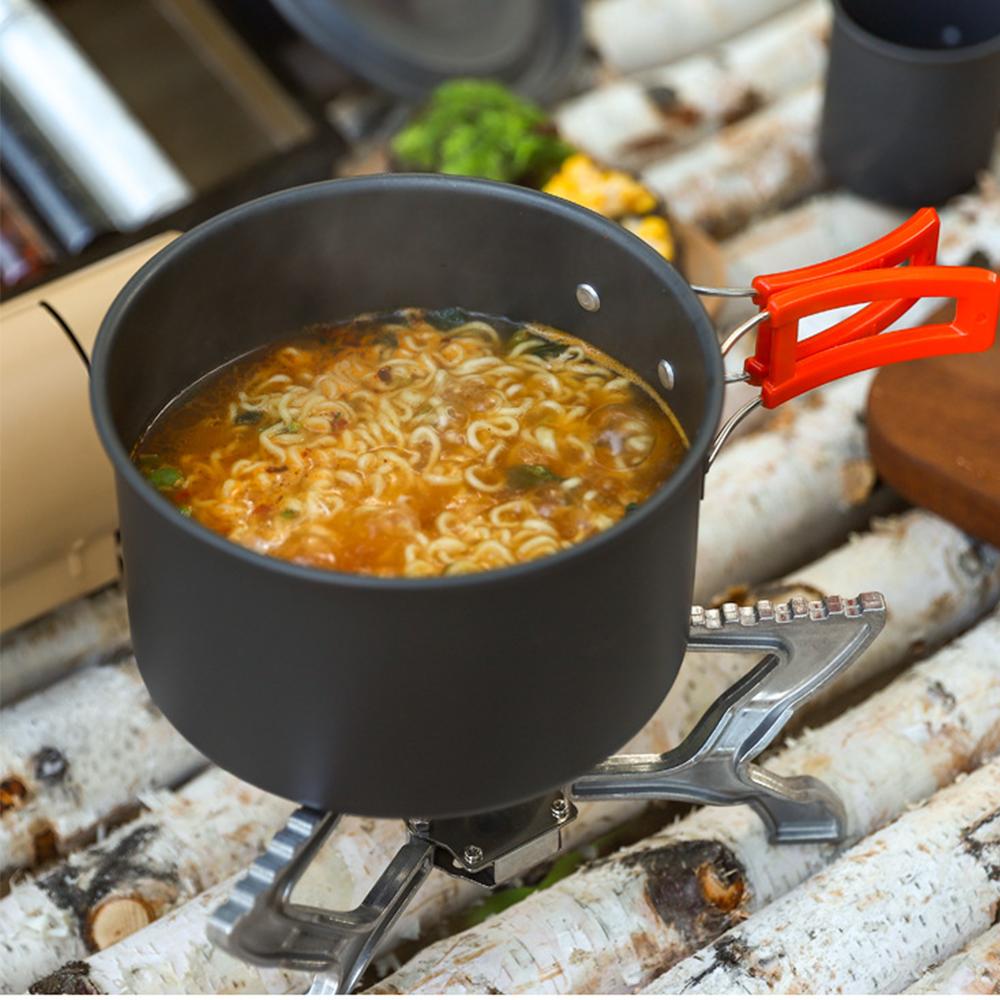 Outdoor Camping Cookware Set Aluminum Lightweight Equipment Outdoor Multi-person Picnic Easy To Carry and Equipped with Mesh Bag