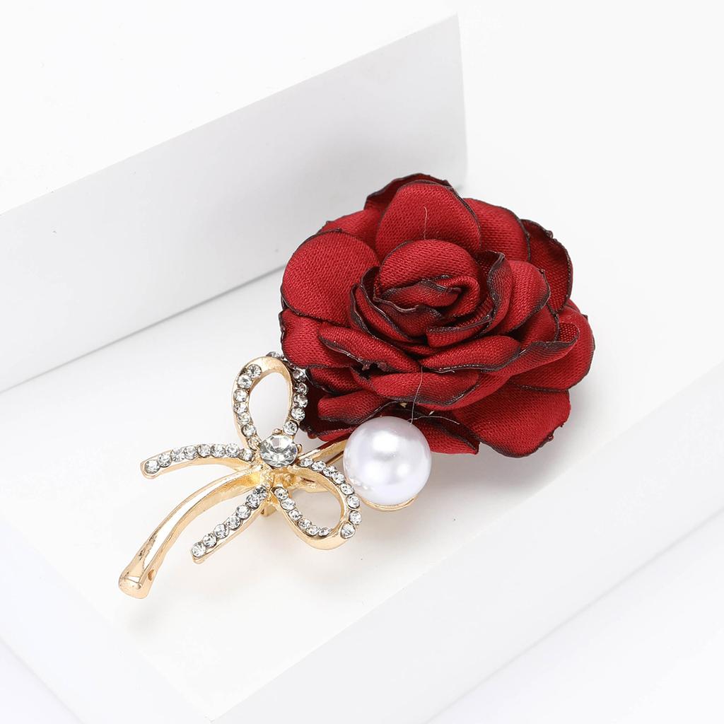 Delicate Alloy Fabric Rose Brooch Temperament Versatile Women'S Suit Coat Corsage Jewelry Pin