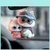 Acrylic Flat Surface Couple Cat Car Pendant With Hat Cute Decor For Auto Interior Enthusiasts