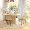 Set of 2 Chairs for Kitchen and Living Room Boho Style, Modern Chairs in PE Rattan and Steel, 45x57x83 cm, Yellow